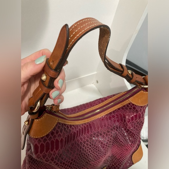 Dooney & Bourke Erica Hobo Rasberry Snakeskin Hobo Bag - Picture 7 of 14